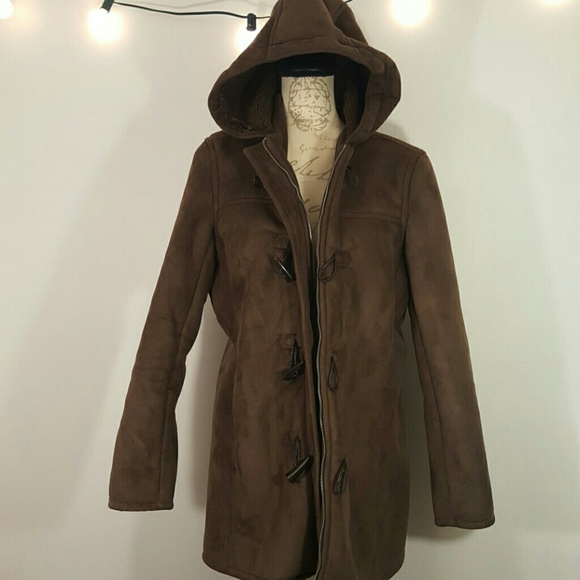 Lands' End Jackets & Blazers - Lands End Thick Coat Jacket Brown with Hood